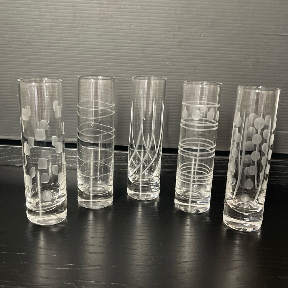 Etched Clear Glass Shot Glass Set - 5-Piece